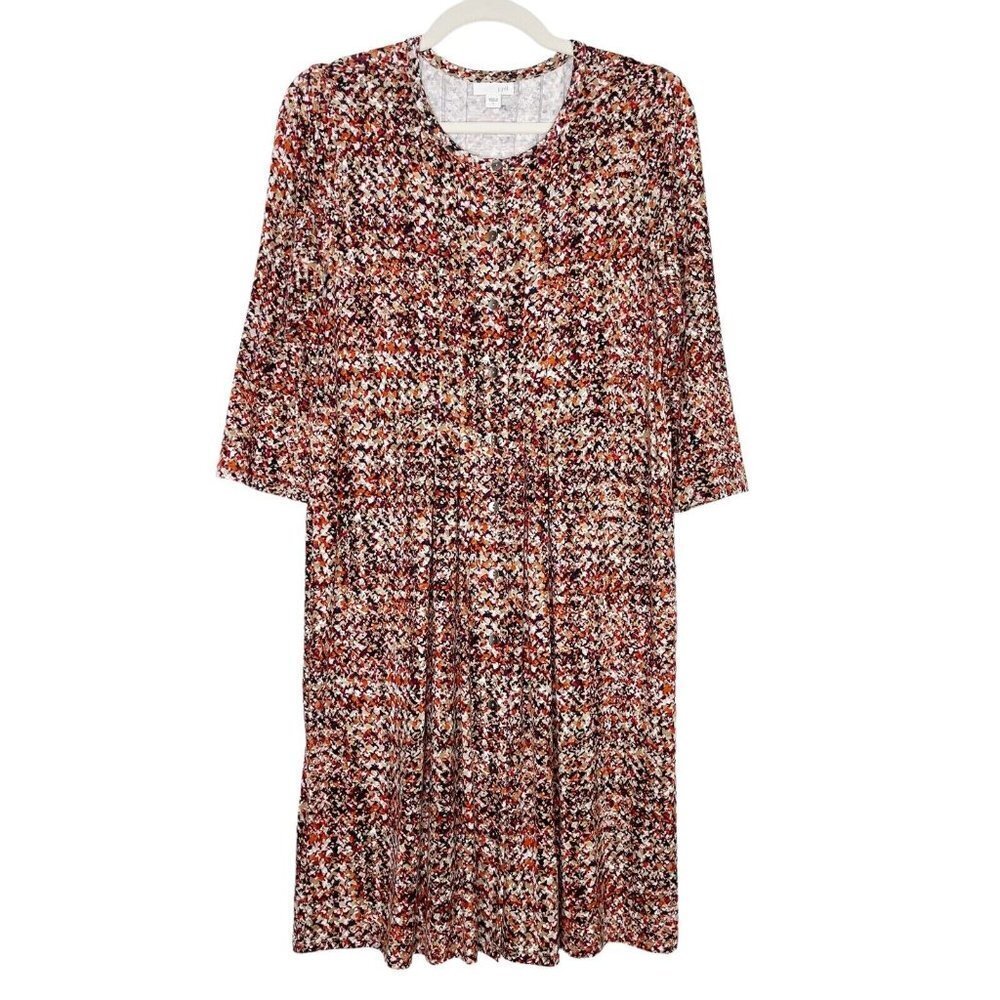 J. Jill Button Front Shirt Dress Women’s Size Small Jersey Knit Fall Colors